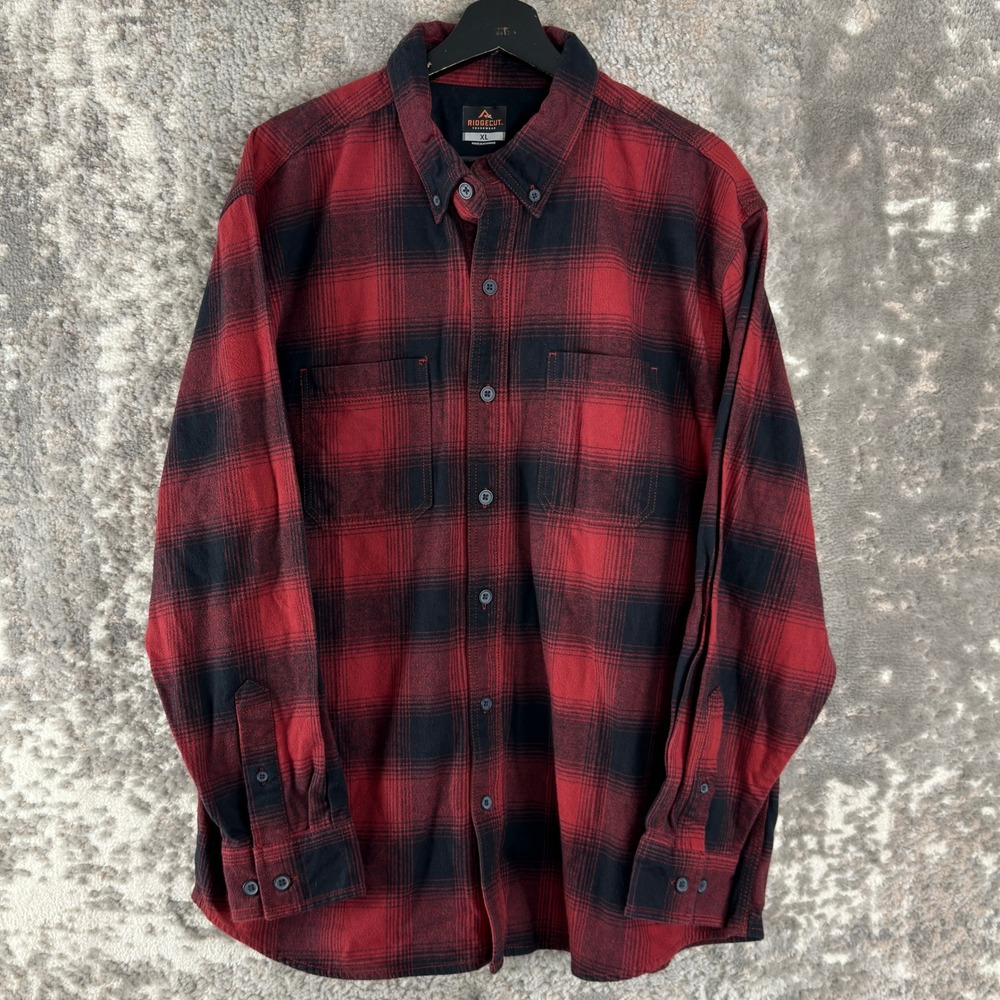Ridgecut Size XL Plaid Flannel Heavyweight Work Shirt Red Long Sleeve‎ Mens